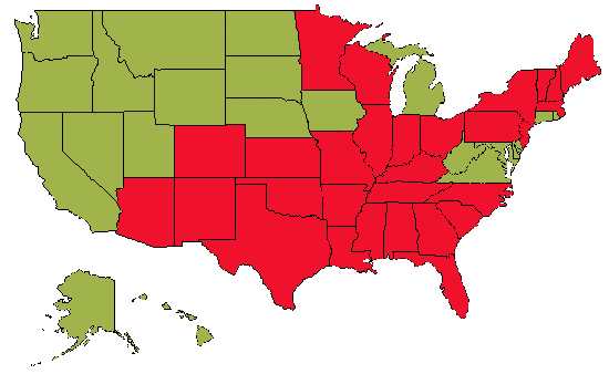 map of where I've been in the US