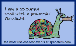 I am a colorful snail with a powerful flashlight